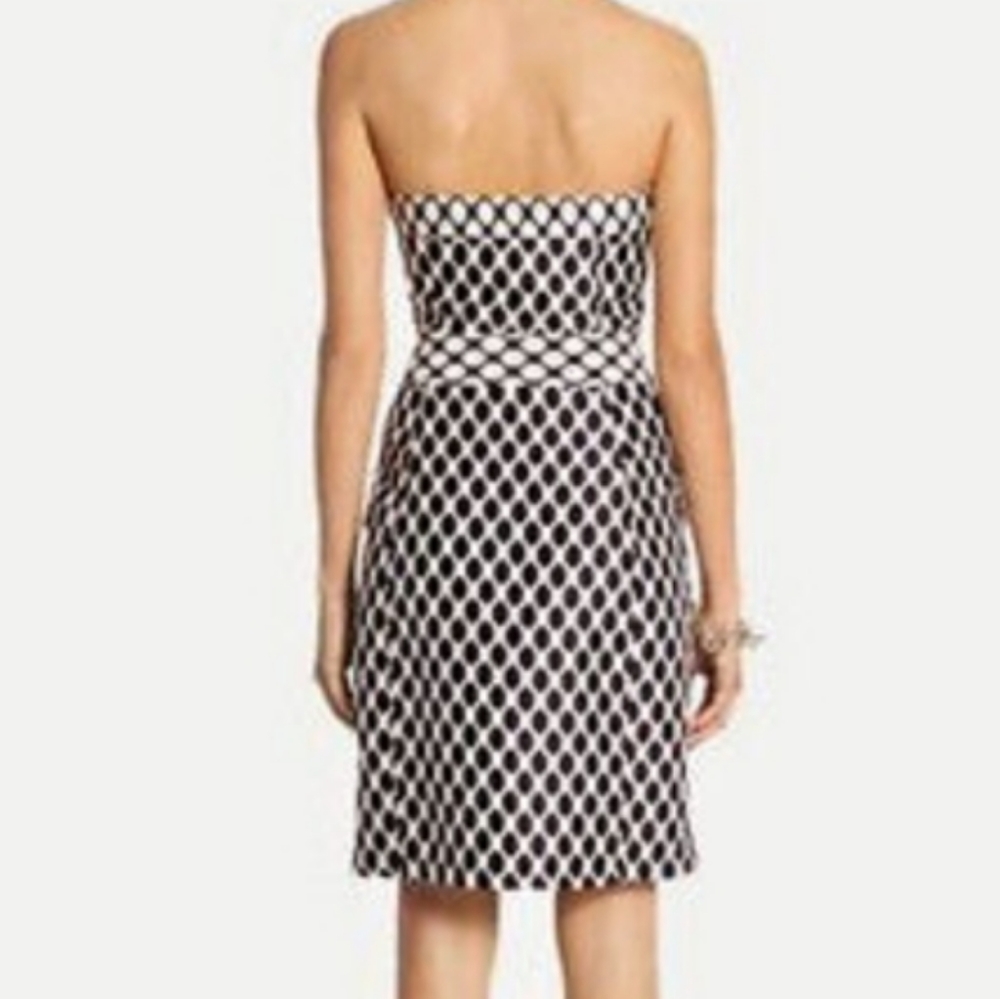 Diane Von Furstenberg runway dress corset goldtone buttons black white diamond - Picture 2 of 13